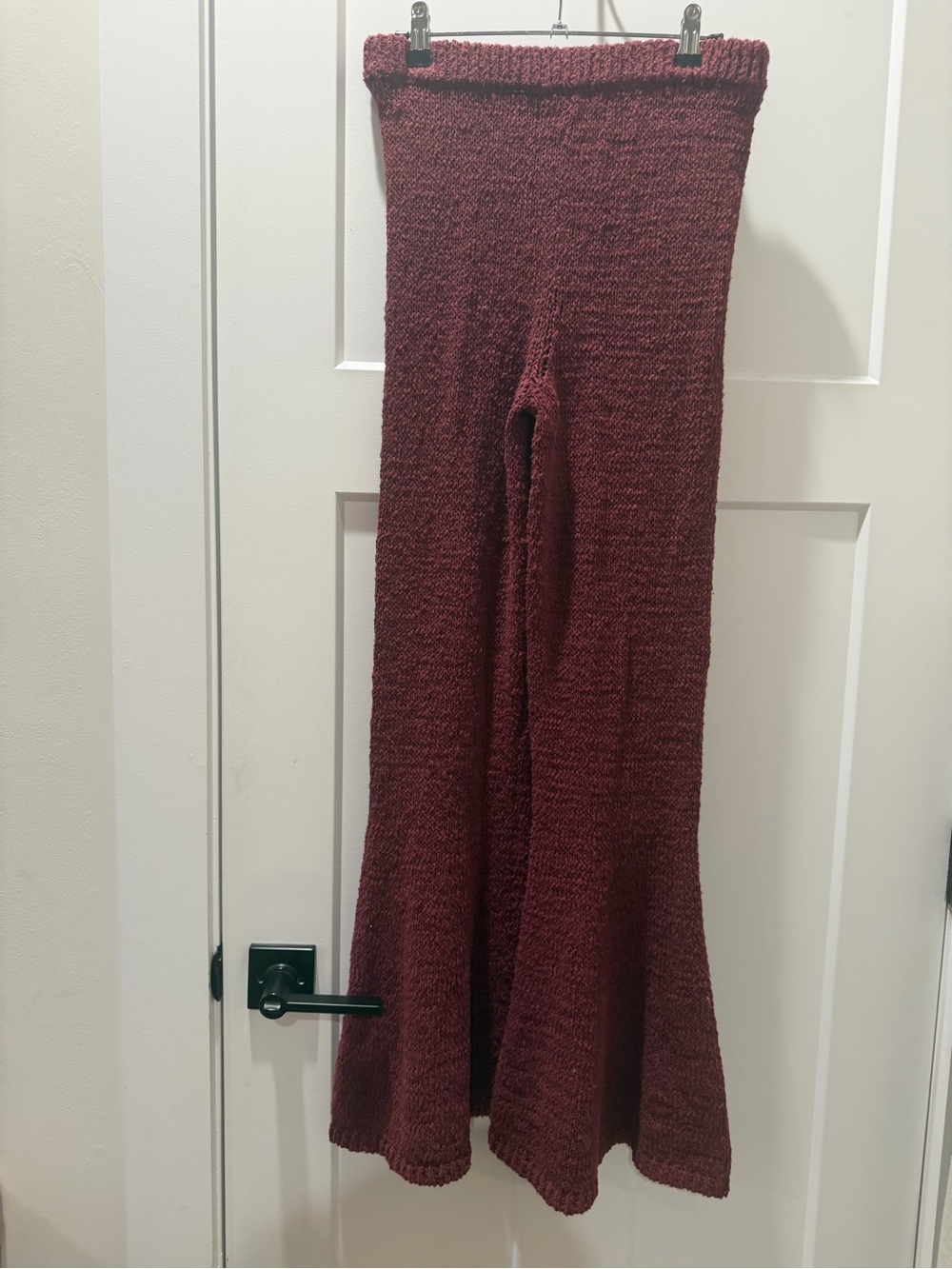 Free People Burgundy Knit Flare Pants
